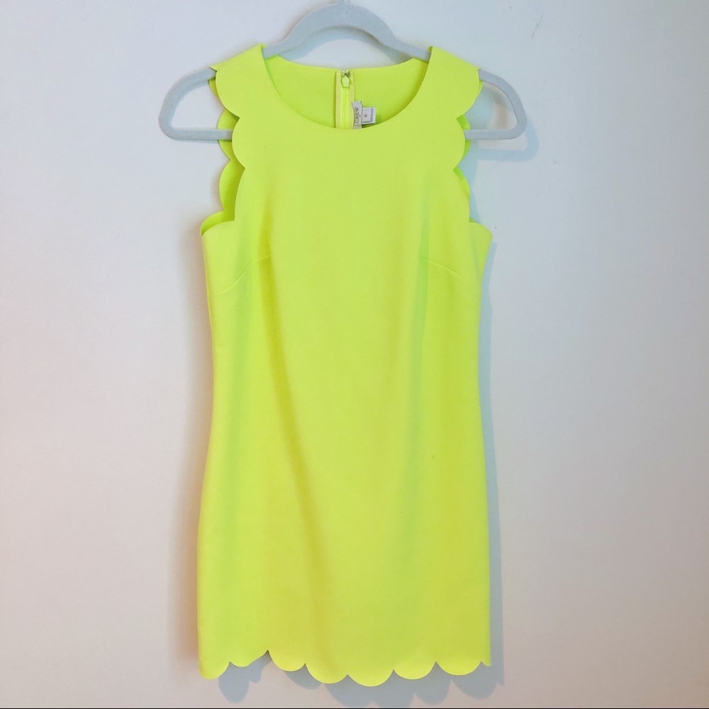 J. Crew Bright Yellow Scalloped Shift Dress